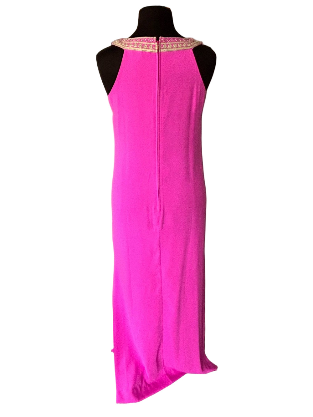 Lilly Pulitzer Pink Maxi Sandrah Dress Gold Embroidered Sleeveless Resort Sz 12 - Picture 3 of 10
